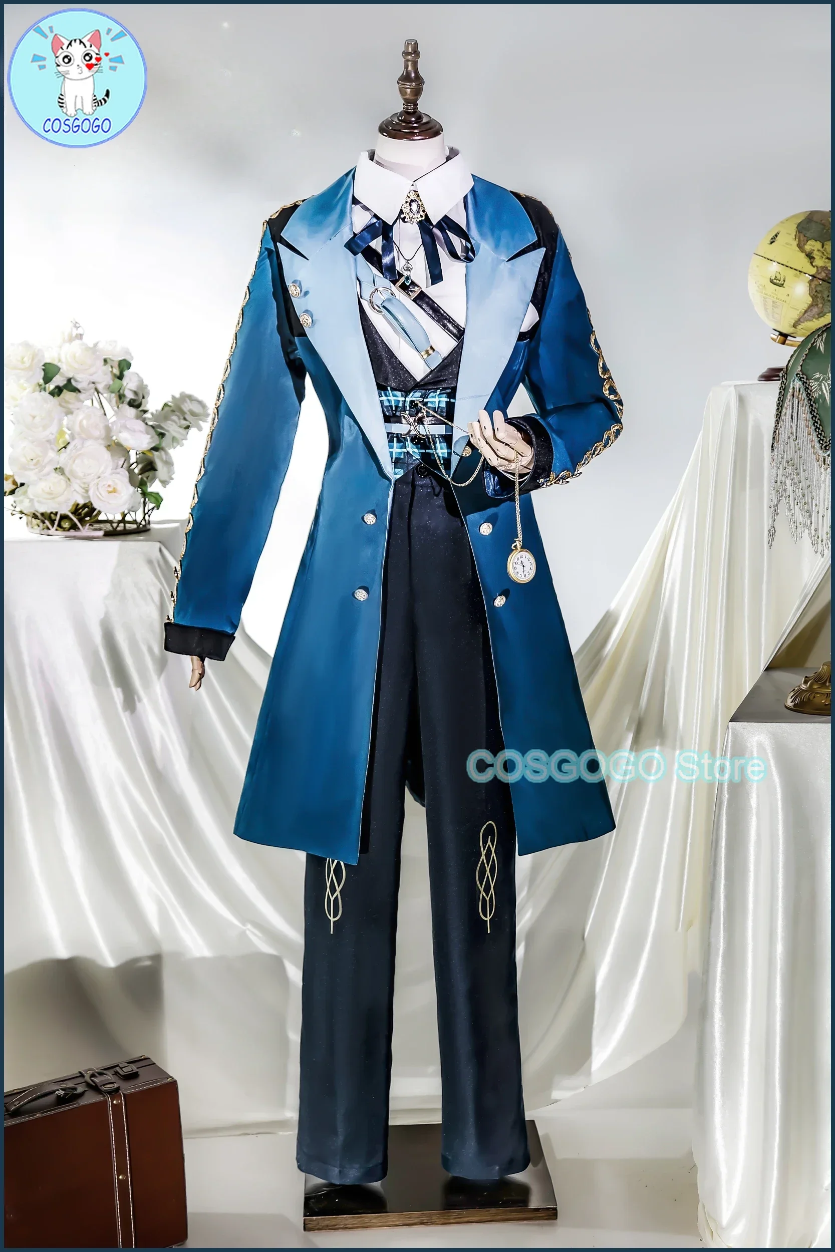 COSGOGO Game NU:Carnival Eiden Cosplay Costume Halloween Outfits Men Game Suit Jacket Pants Shirt Vest Belt Tie