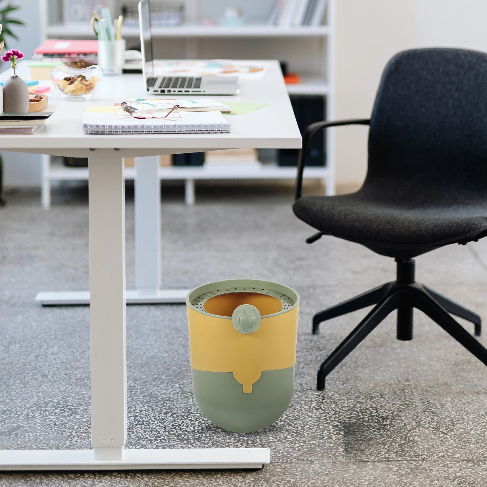 

Trash Can Plastic Bin Home Office Bedroom Cartoon Smooth Feel Multi Function Waste Basket Household Decorative Nordic Style
