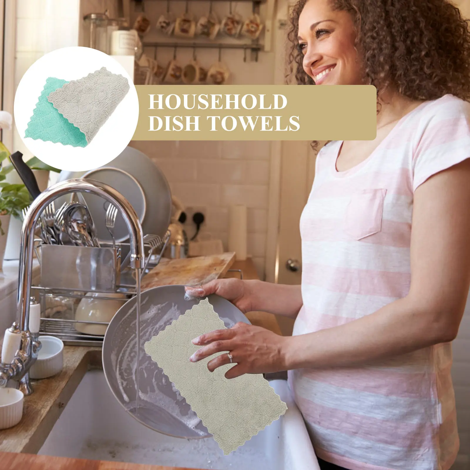 10Pcs Kitchen Dishcloth Set Coral Fleece Absorbent Quick Drying Reusable Cleaning Rags Dish Towels for Washing Plates Glassware