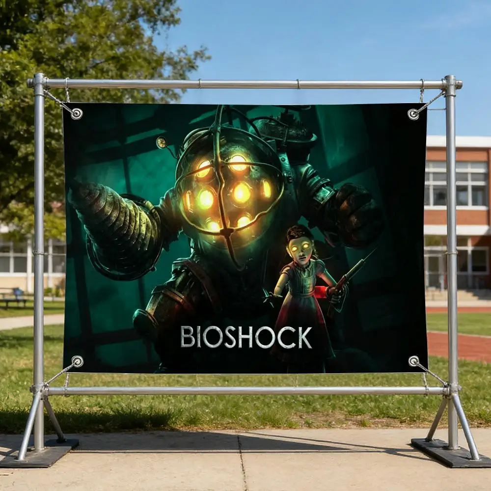 Game SciFi B-BioShock Action Series Flags Specialized for indoor and outdoor home decorations, outdoor camping, and bar parties