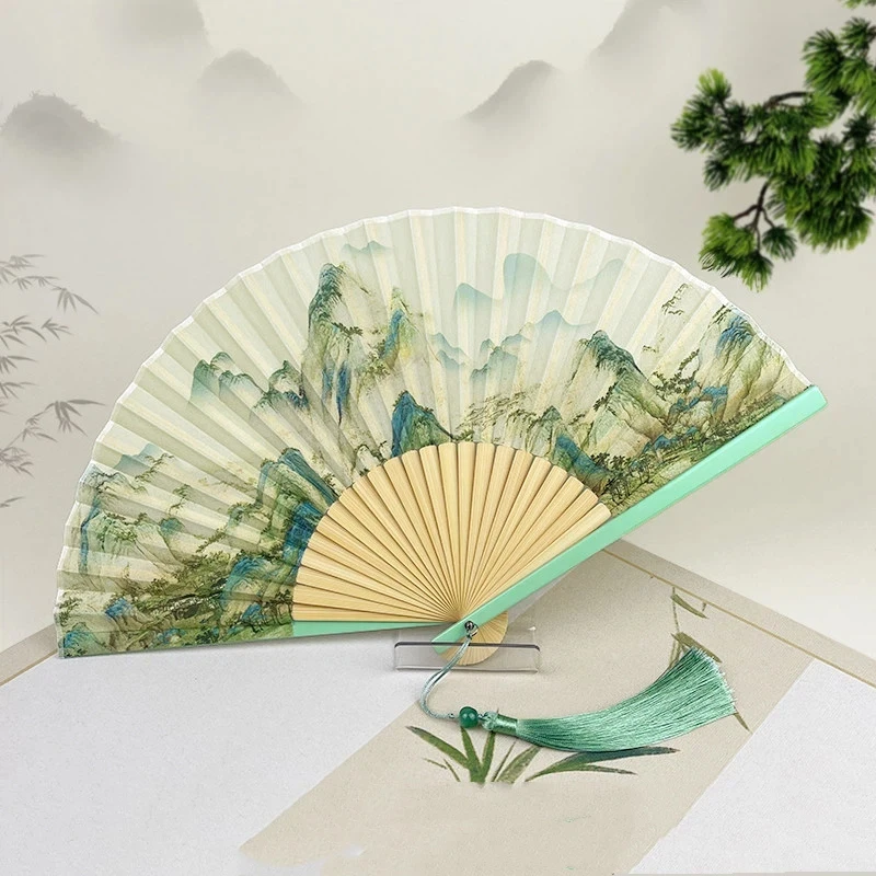 Chinese Style Classical Folding Fan Portable Hanfu Qipao Catwalk Dancing Show Fan Exclusive Classical Beauty Summer Hand Fans