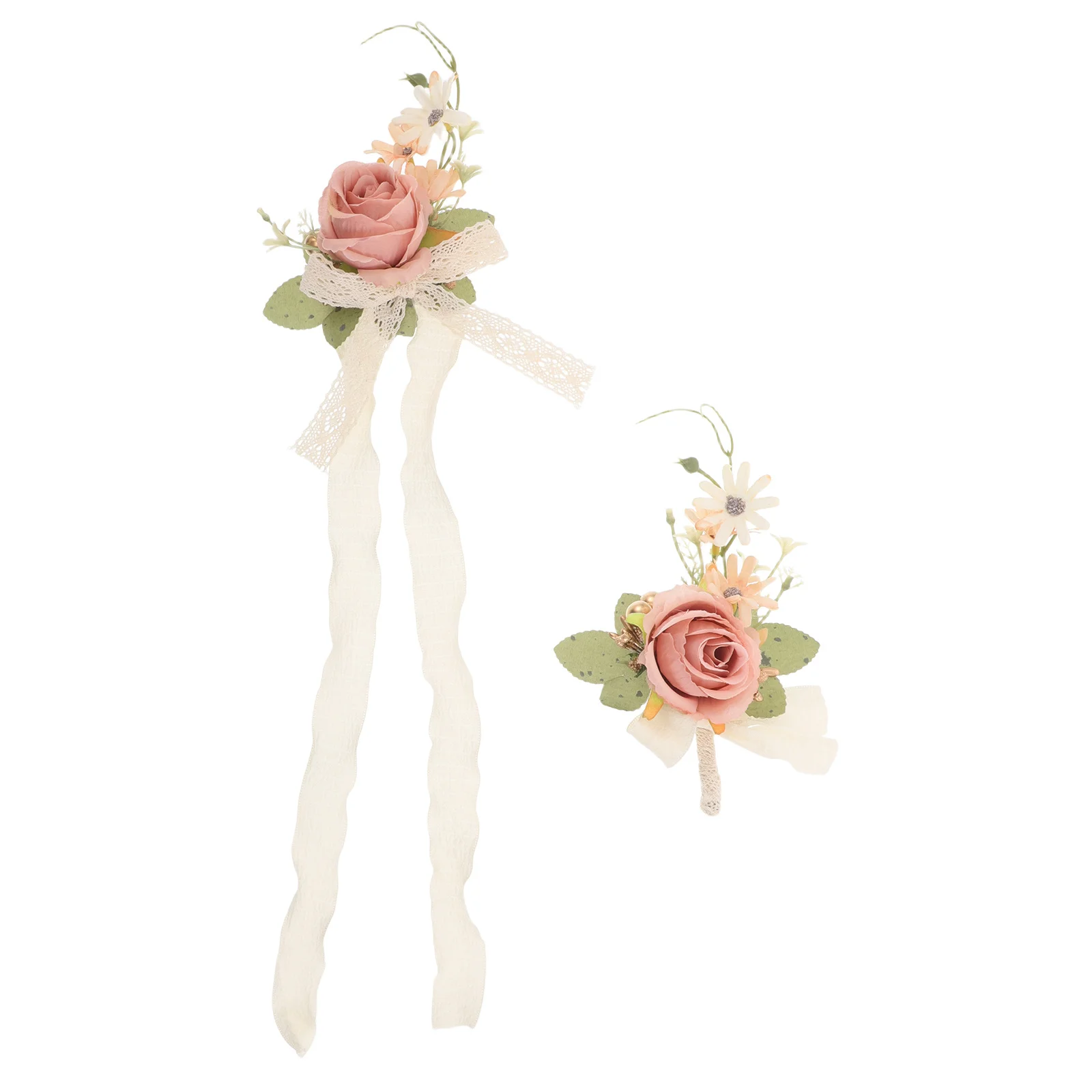 

1Set Wedding Corsage Boutonniere Rose Wrist Floral Bracelet Artificial Flowers Bridal Flower Corsage Groom Groomsmen