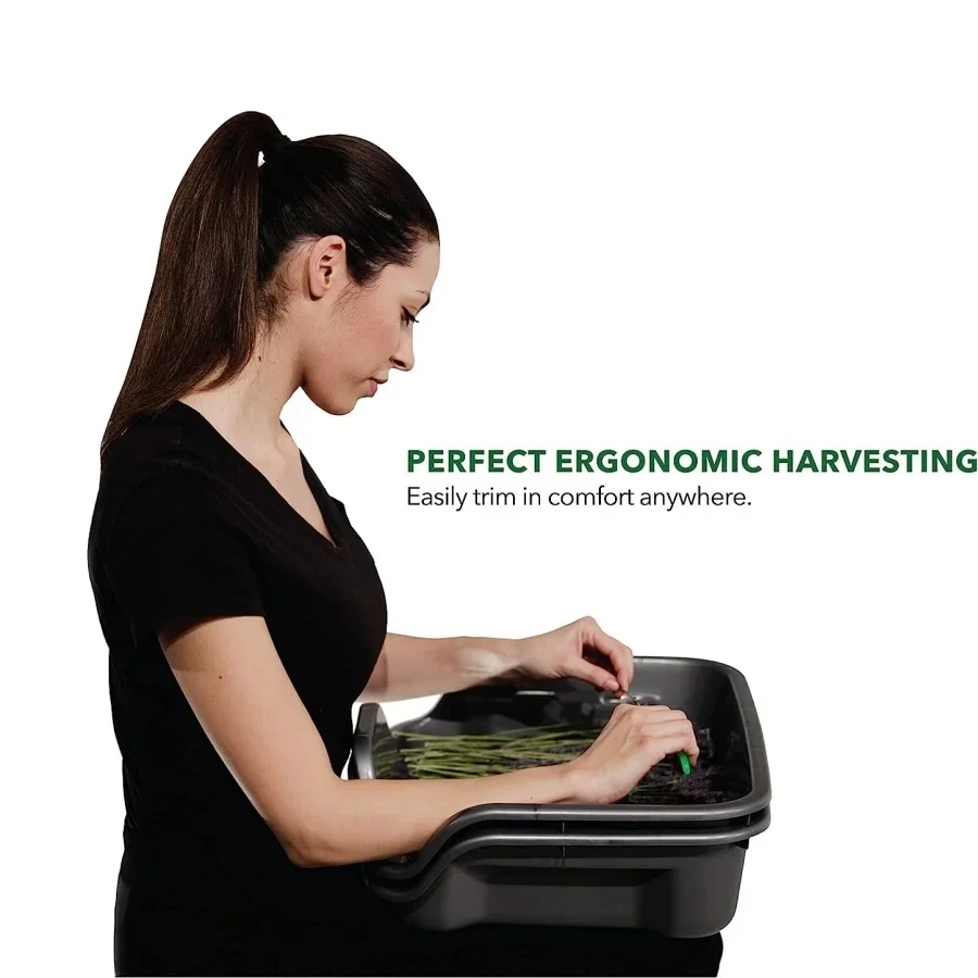 Large Black Plastic Trimming Tray Set with 150 Micron Screen Mesh Medium Large Trim Tool Bin for Buds Herbs Fast Trimming Tool