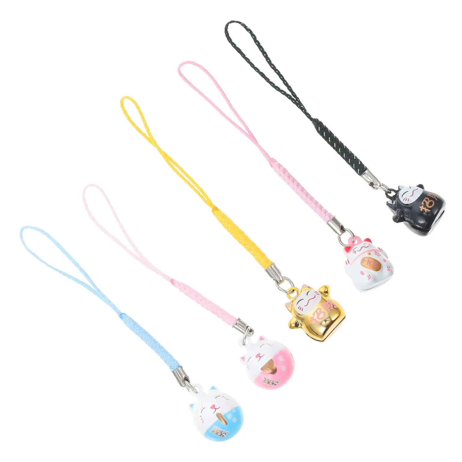 5 Pcs Cat Key Pendant Copper Bell Decoration Decorations Keychain Charm Miss Mobile Phone