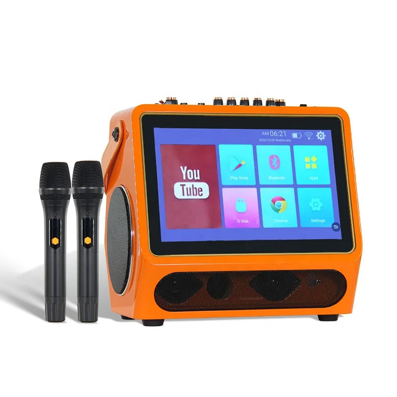 

Portable Smart Karaoke Machine System with Dual 5.25'' Horn Wireless Speaker and 14'' Touch Screen for Parties Speakers