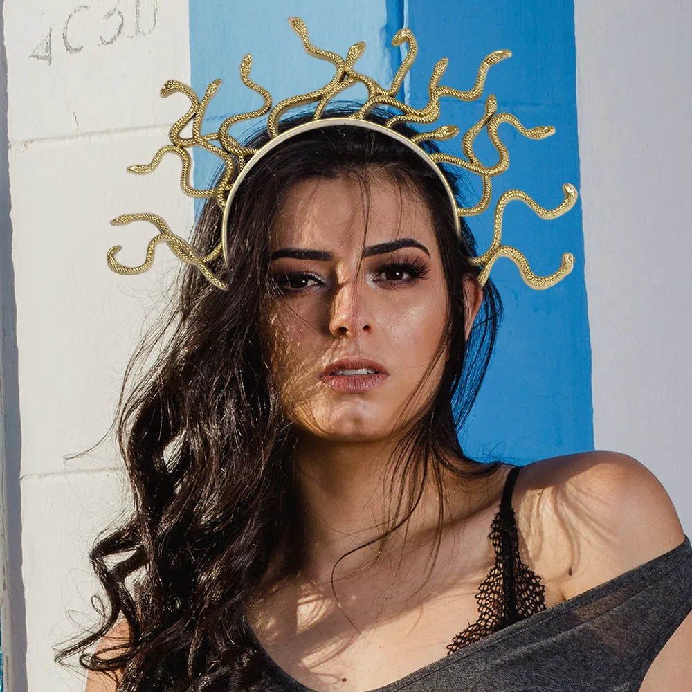 Medusa-Diadema con forma de serpiente para mujer, tocado para Cosplay, antigua mitología griega, diademas para niña, tocado para fiesta de Halloween, accesorios para disfraces