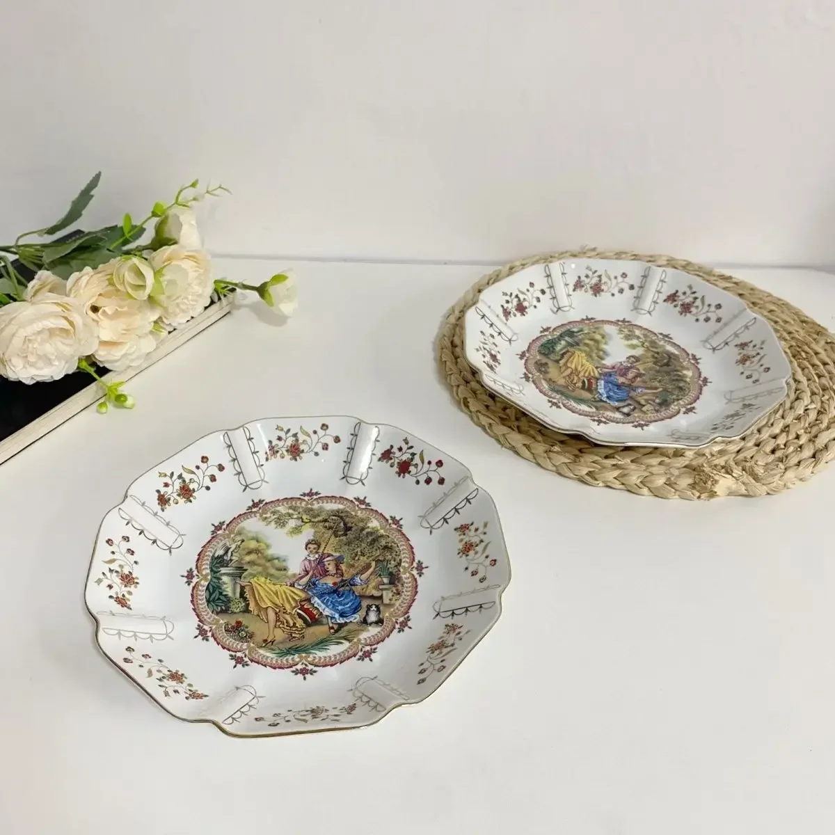 Lao Lao Heavy Industry Gold Embossed European Style Vegetable Dish Steak Breakfast Deep Plate Fruit Home Dinnerware