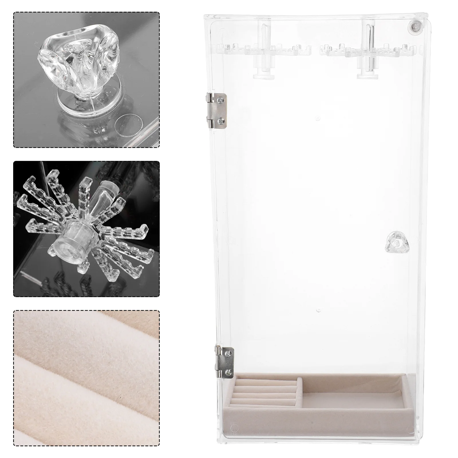 

Clear Rotating Jewelry Holder Stand Necklace Organizer Plastic Display Tray Ring Bracelet Storage Box for Vanity