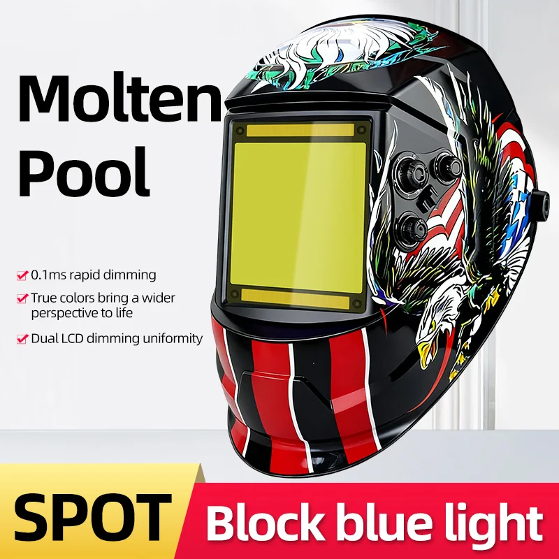 Large View Auto Darkening Welding Helmet Wide Shade 4-9/9-13 for TIG MIG ARC Cut and Grind