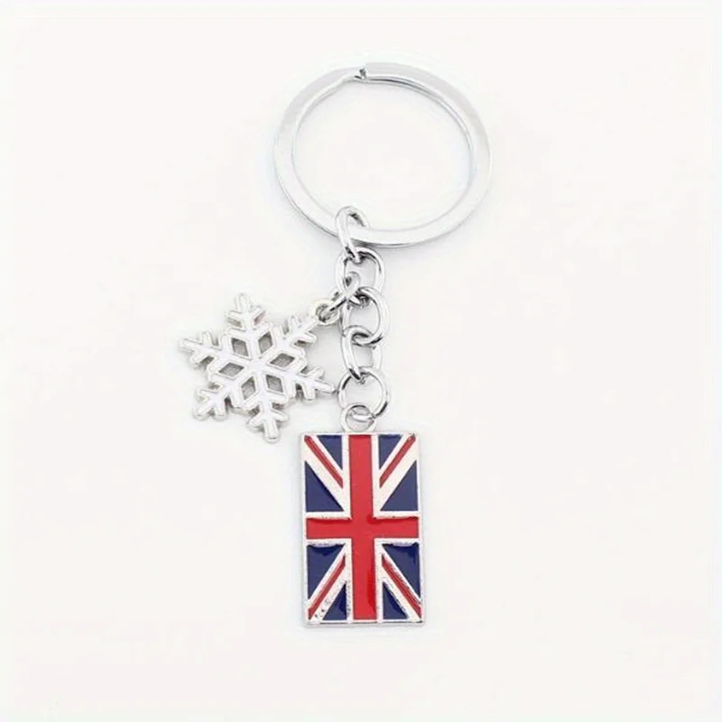 1pc amerikanische britische Flagge Anhänger Schlüssel bund, bunte emaillierte USA UK Flagge, einfache Stil Party Urlaub Dekoration, Souvenir Geschenke – Detail 1