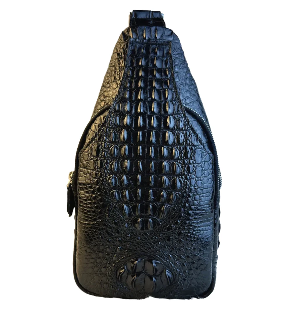 

Luxury brand men's real crocodile leather chest bag authentic crocodile leather men's cross-body bag fashion shoulder bag