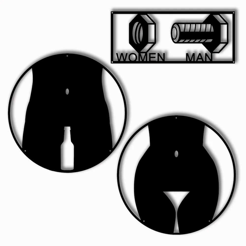 Funny Toilet Metal Signs Garage Wall Decor Club Bar WC Indicate Black Creative Bathroom Wall Hanging Decorations