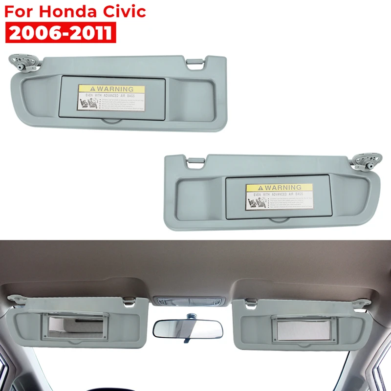 Left Driver and Right Passenger Side Sun Visors for Honda Civic 2006 2007 2008 2009 2010 2011 83230-SNA-A01ZB Sunvisor Sunshade