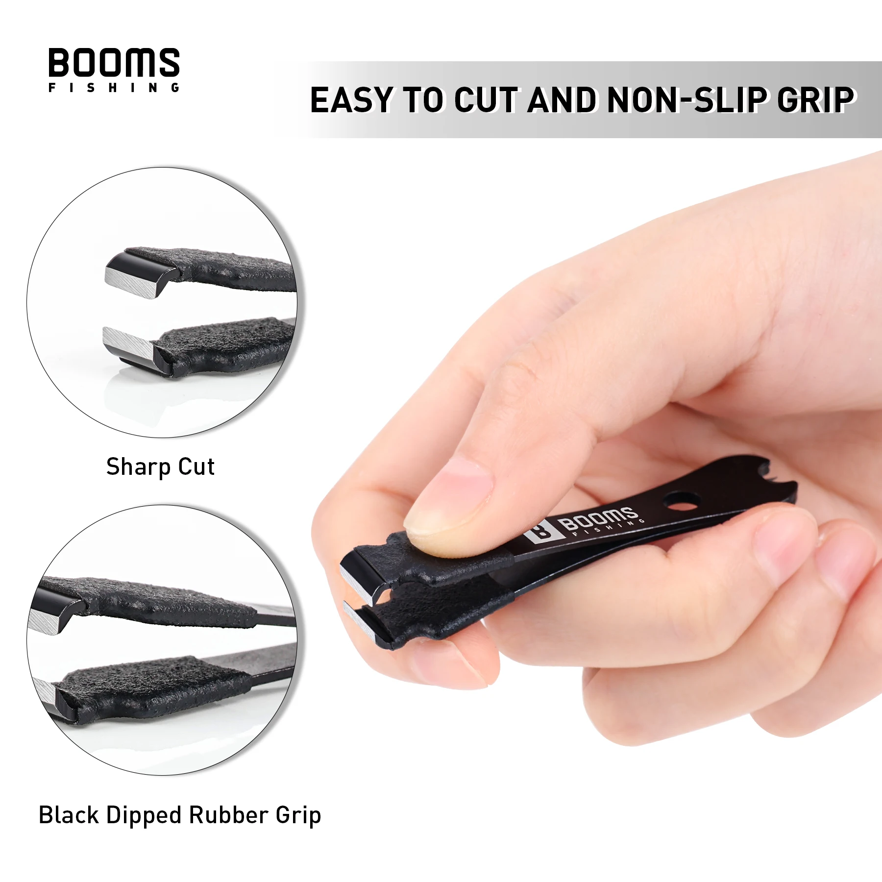 Booms Fishing FC2 Nylon Lines Scissors Mini Sub-Line Cutter Stainless Steel Clipper with Retractor Fly Fishing Tackle Tool