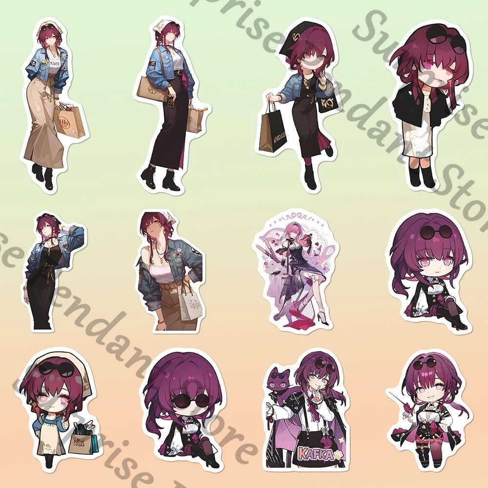 هونكاي: ستار ريل كافكا زملاء عنصر رباعي كارتون تعبيرية ملصق مقاوم للماء ديكور إبداعي ونمط حر