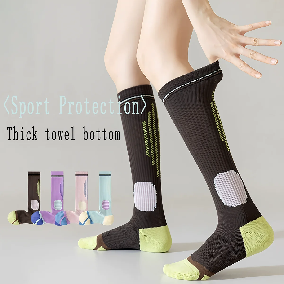 Chaussettes de sport pour femmes, chaussettes de pression de fitness professionnelles à tube long, adaptées aux chaussettes de mollet pendant l'exercice, chaussettes élastiques