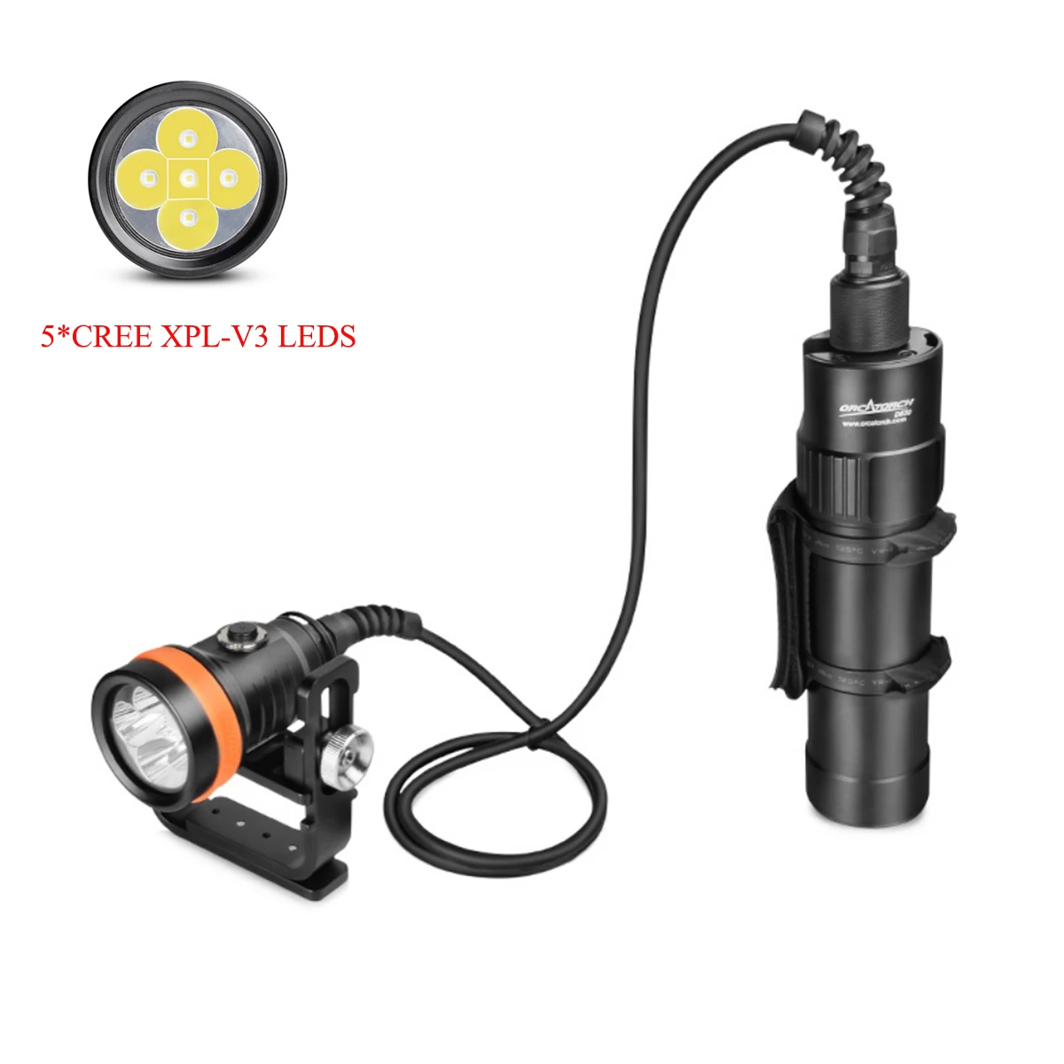 ORCATORCH D630 Plongée lampe de poche Accessoires imperméables pour la plongée Lampe de poche Rechargeable Torche de plongée à Led Goodman Handle High power led flashlights