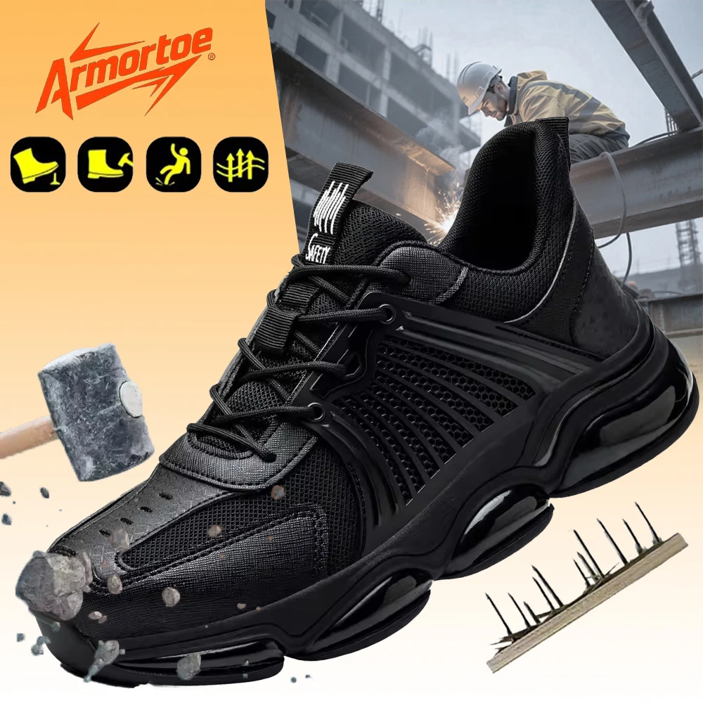 

ArmorToe Four Seasons Steel Head Anti-smash Anti-stabbing Safety Shoes Comfortable Breathable Work Shoes Non-slip #Armor2693