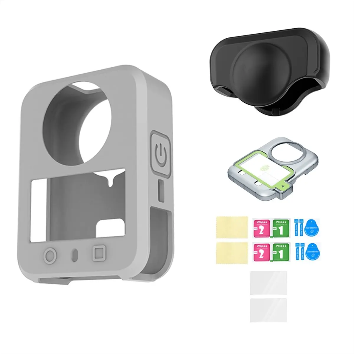 N86R For 360 Silicone Protective Cover Rubber Skin with Lens and Screen Protector for 360 Gray