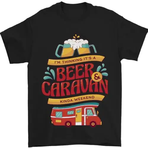 Beer & Caravan Kinda Weekend Funny Men's T-Shirt 100% Cotton