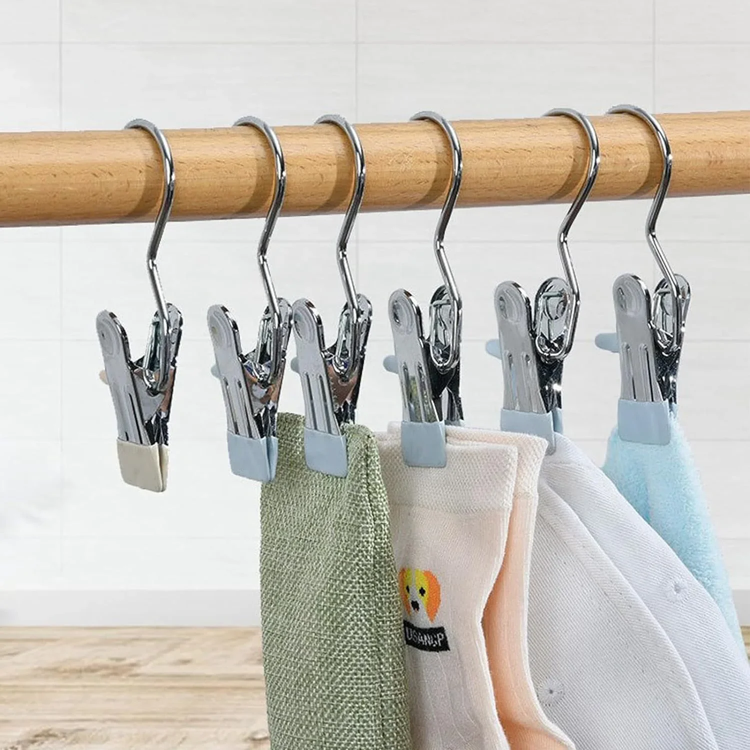 10pcs Stainless Steel Laundry Hooks Boot Clips, Portable Hanging Pins, Heavyduty Closet Organizer Hangers, Home Travel Hangers