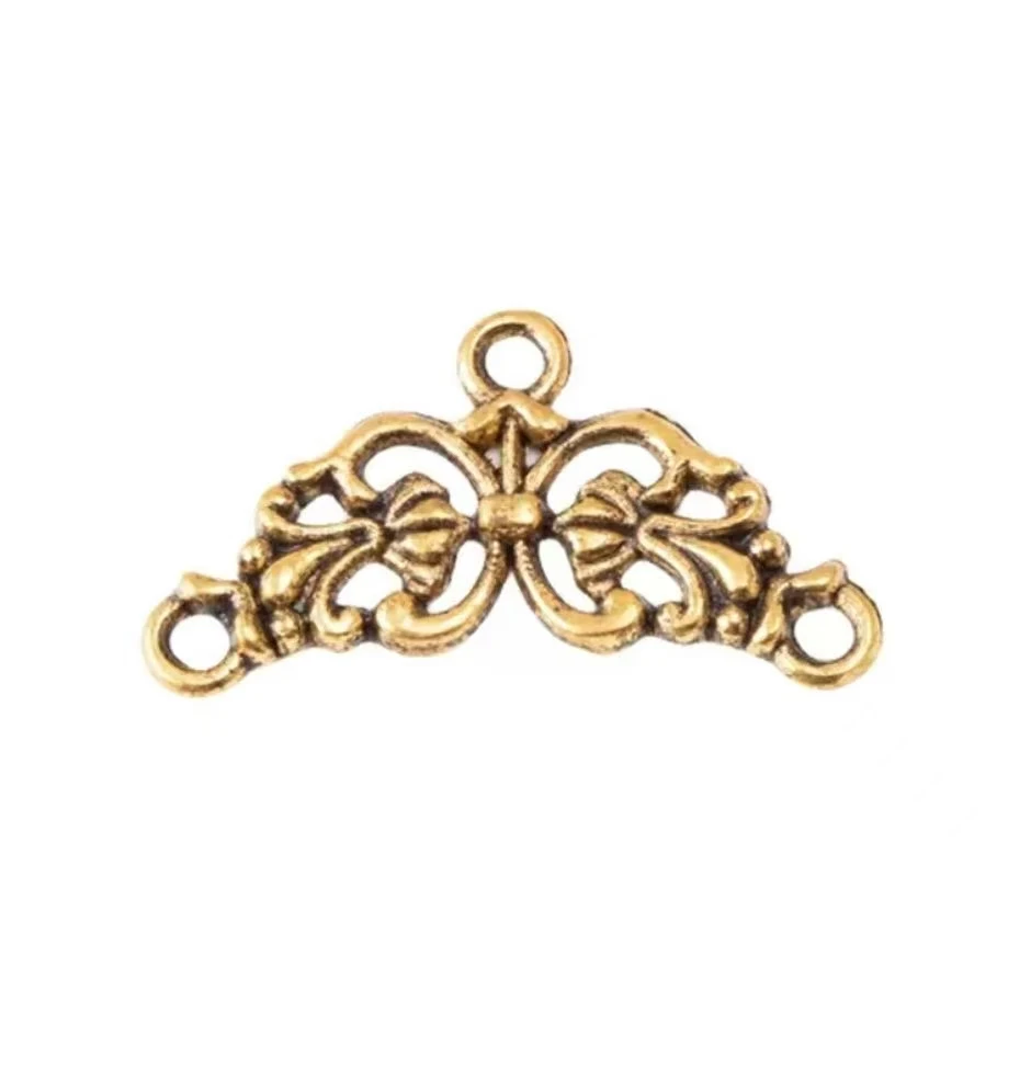 

35pcs 15*26mm 3holes vintage flower connector for jewelry findings Alloy metal HWL2582