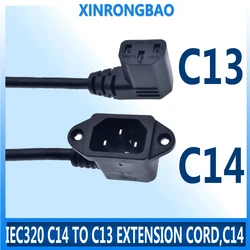 IEC320 C14 to C13 Extension cord,C14 with screw holes Right Angled and C13 Left Angled Short,30cm/60cm lenght,SVT 18AWG 10A 250V