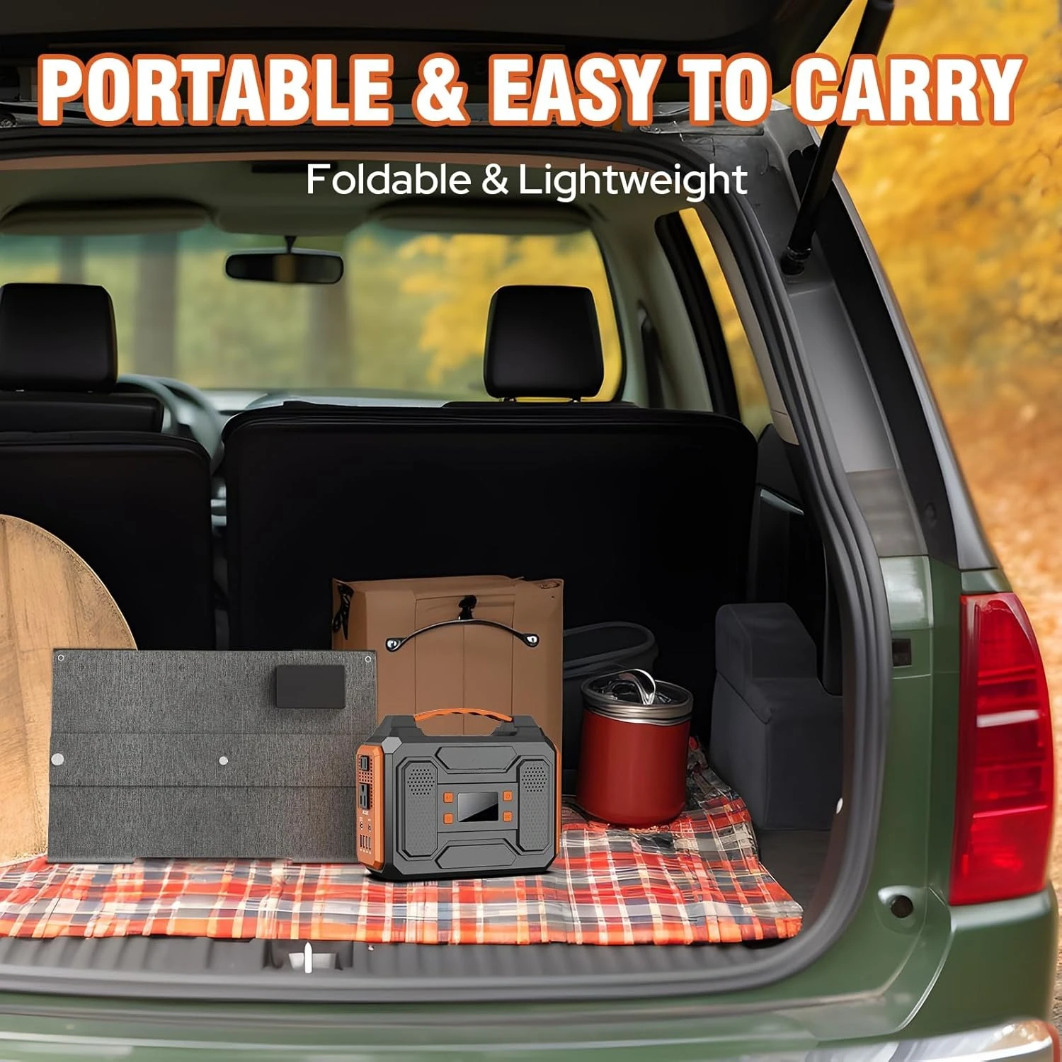 Portable Solar Generator, Lithium Battery Pack with USB DC AC Outlet for Home Use RV Van Outdoor Camping-Orange