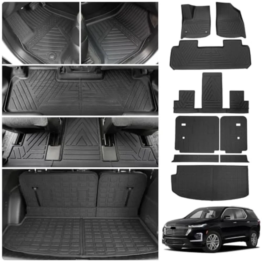 Floor Mats Compatible with 2018-2023 Chevrolet Traverse Fit 2024 Traverse Limited 7 Seat Cargo Liner Mat Trunk Mat Back Seat Co