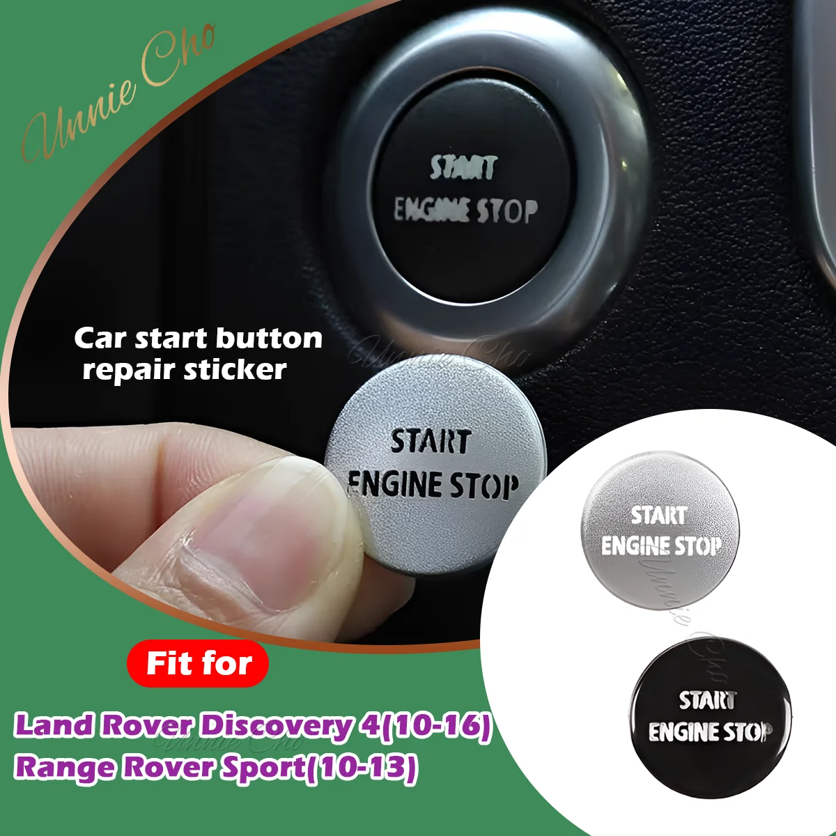 

For Range Rover Sport L320 Engine Start Stop Button Sticker Black Chrome Ignition Button Cover For Discovery 4 Lr4 2010-2016