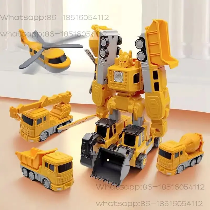 Children's magnetic toy car male building block splicing construction vehicle deformation robot gift King Kong