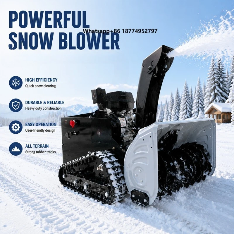 High Efficiency 11kW  Remote Control Tracked Snow Blower 1M Working Width Snow Sweeper for Heavy Deep Snow Winter l Work