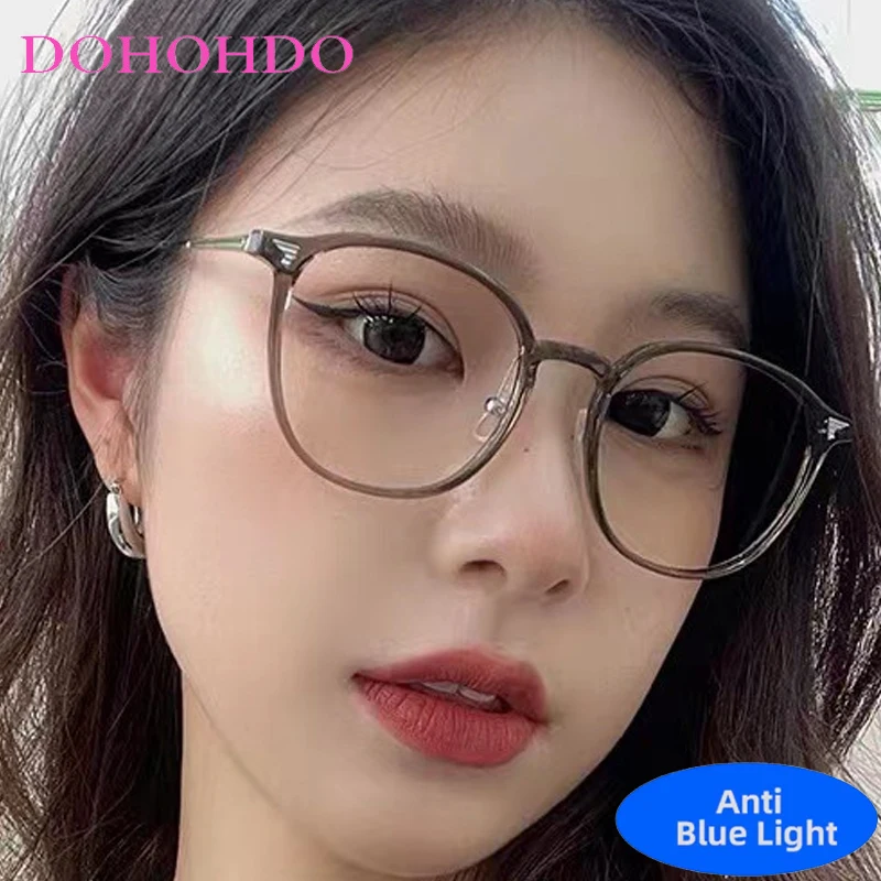 

High Quality Round Cat Eye Glasses Frame Men Women Computer Eyeglasses Anti-blue Light Ultra-light TR90 Fashion Eyewears Office