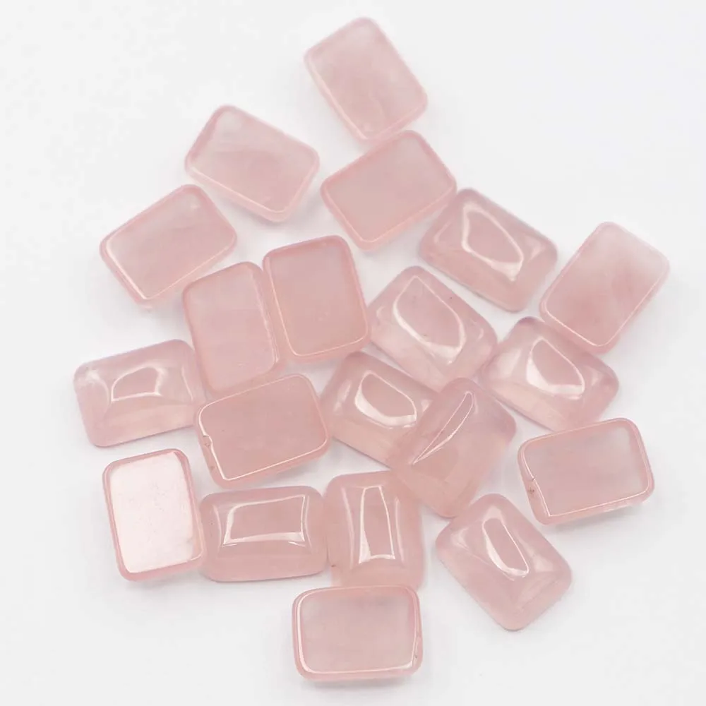 Natural Stone Rose Quartz Square Shape CAB Cabochon Bead for Jewelry&Clothes Accessories 14x10mm Wholesale 50Pcs Free Shipping