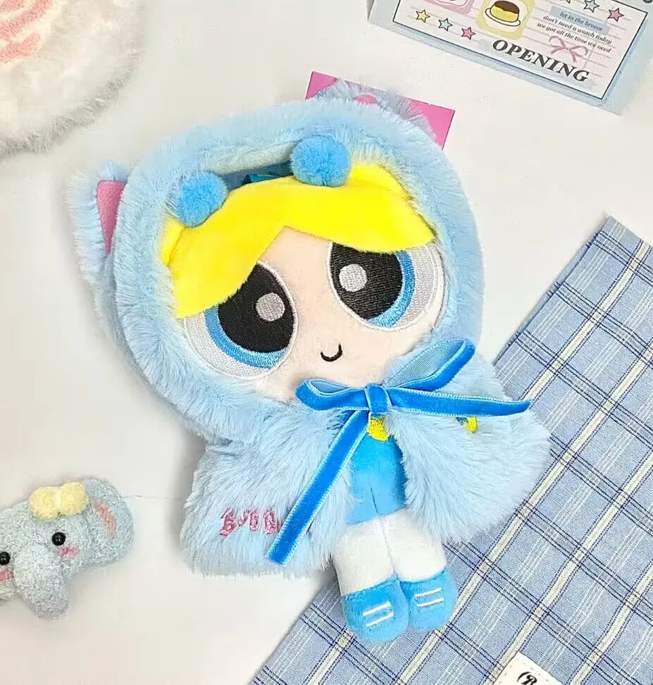 Genuino Kawaii The Powerpuff Girls capa de felpa serie mochila de dibujos animados colgante Anime corazón femenino lindos juguetes de peluche llavero niñas