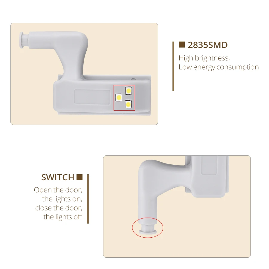 10Pcs LED Inner Hinge Lamp Sensor Kitchen Lights Bedroom Wardrobe Cupboard Closet Under Cabinet Lights Night Light No Battery image 4