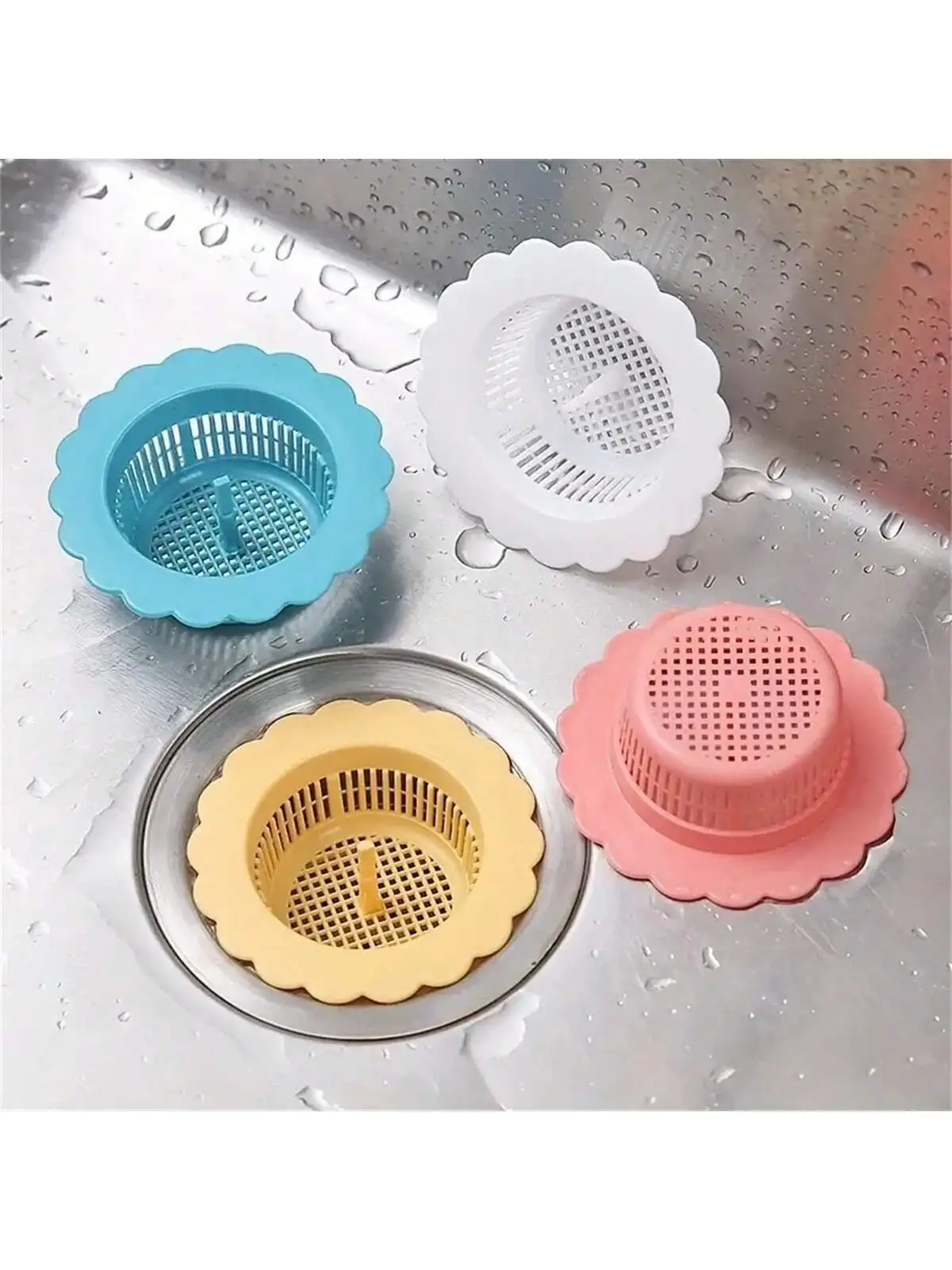 

4pcs handheld sink filters, anti clogging sewer filters, filter screens, kitchen and household drainage trough floor drains