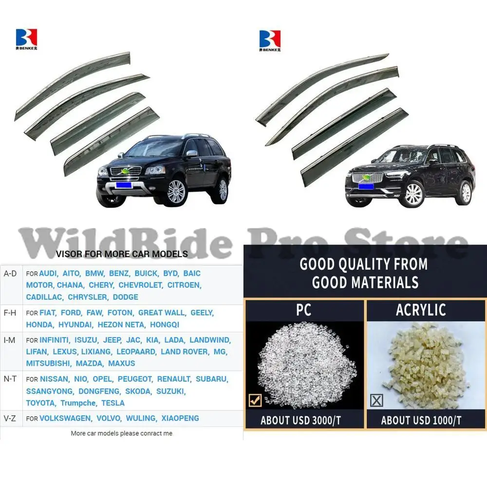 

1 set For VOLVO XC90 2003 2015 High End 4 pcs Injection Deflector PC Door Wind Car Deflectors