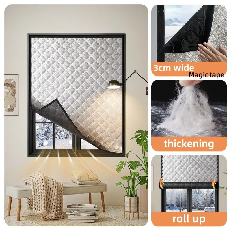 Windproof Waterproof Warm Graphene Curtains Winter Bedroom Insulation Film Cold-proof Fully Sealed Screen Windows Door Curtains