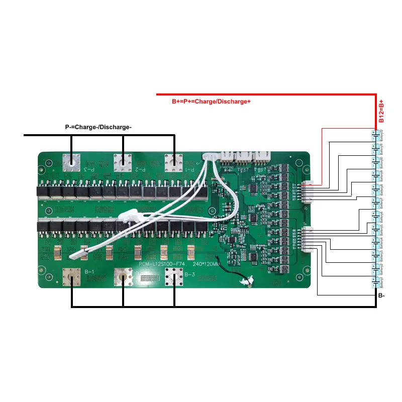 

12S 100A BMS for 36V LiFePO4 Battery Packs, Solar Energy Storage, E-Bike, Golf Cart, DIY Power Systems with I2C
