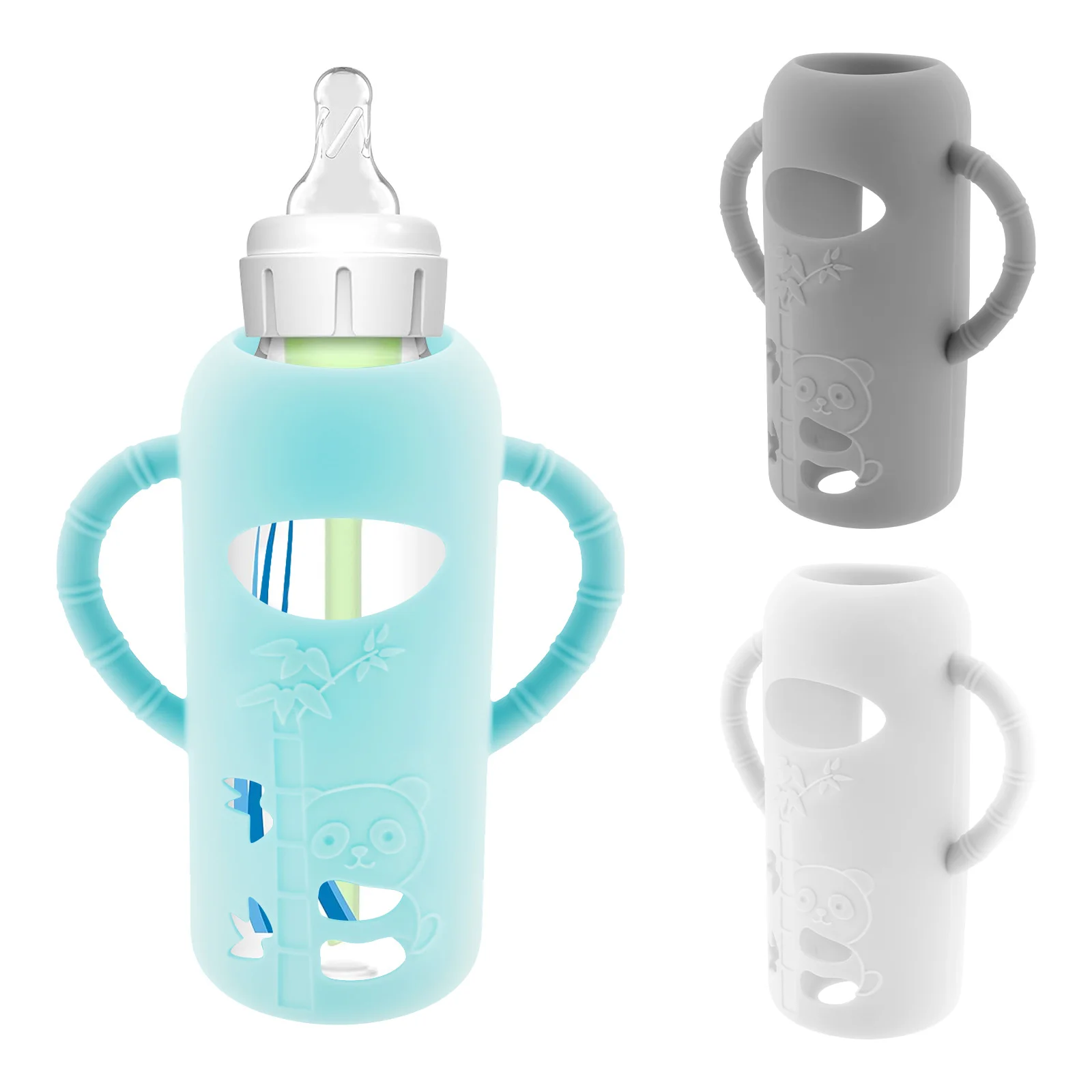 

3 шт., рукава для детских бутылочек с ручкой, защита от падения, силиконовый чехол для детских бутылочек, совместимый с Dr. Brown's, 8 унций/250 мл