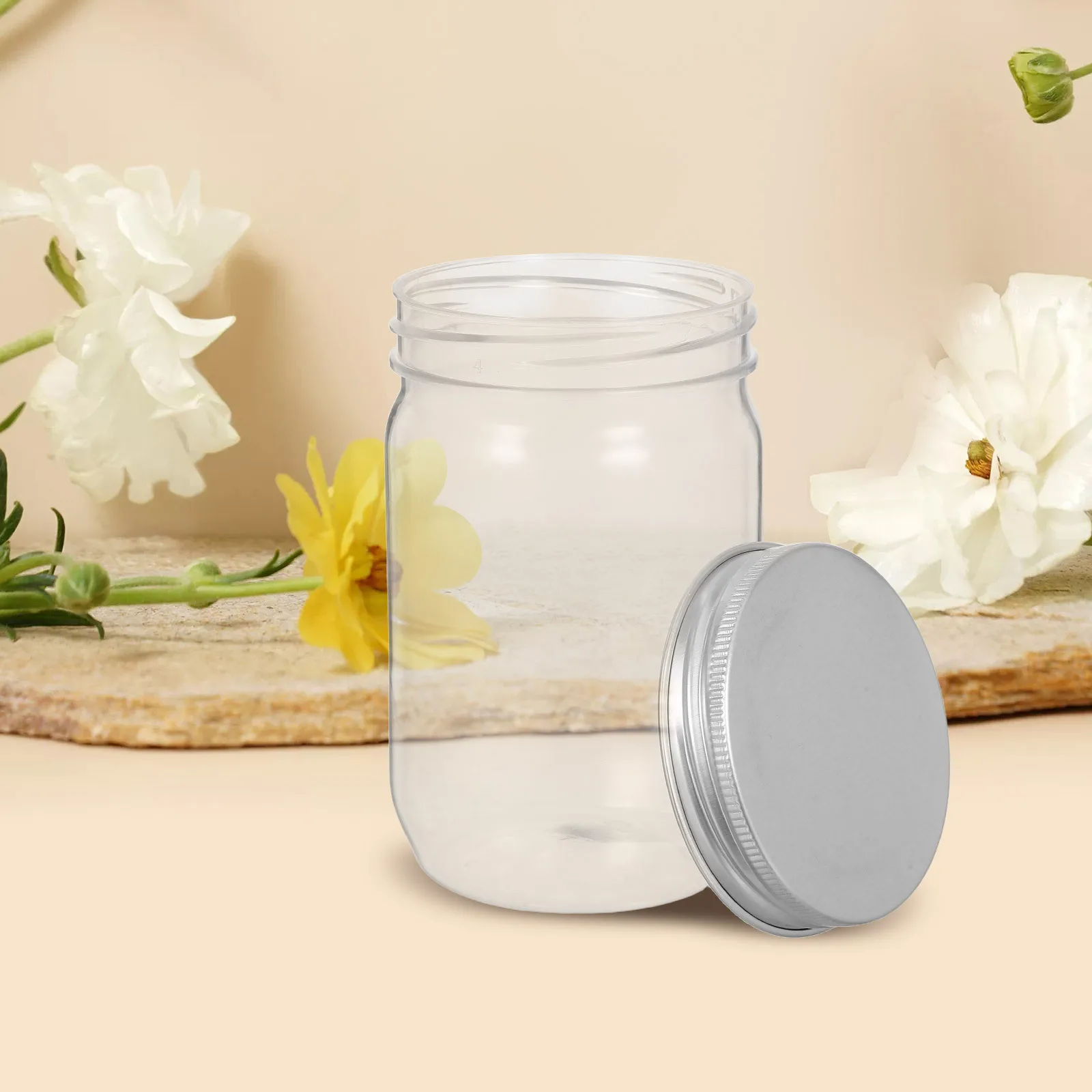 Frascos de plástico transparente, 6 peças, tampas herméticas, recipientes de armazenamento reutilizáveis para doces, lanches, artesanato, organização de despensa