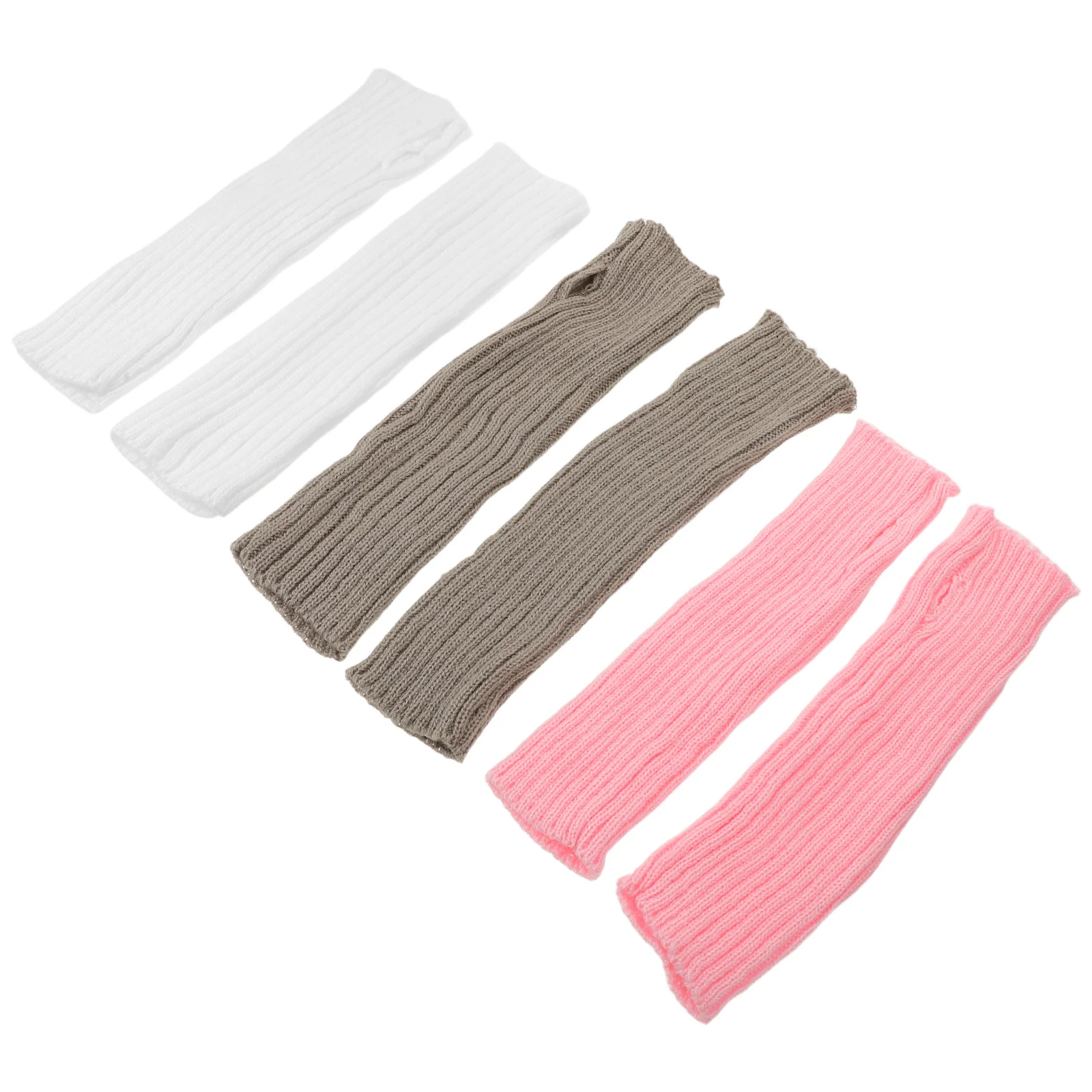 3 шт., 3 пары вязаных грелок для рукавов, женские эластичные перчатки без пальцев, с отверстием для большого пальца, балетная офисная одежда для холодной погоды, легкий вес