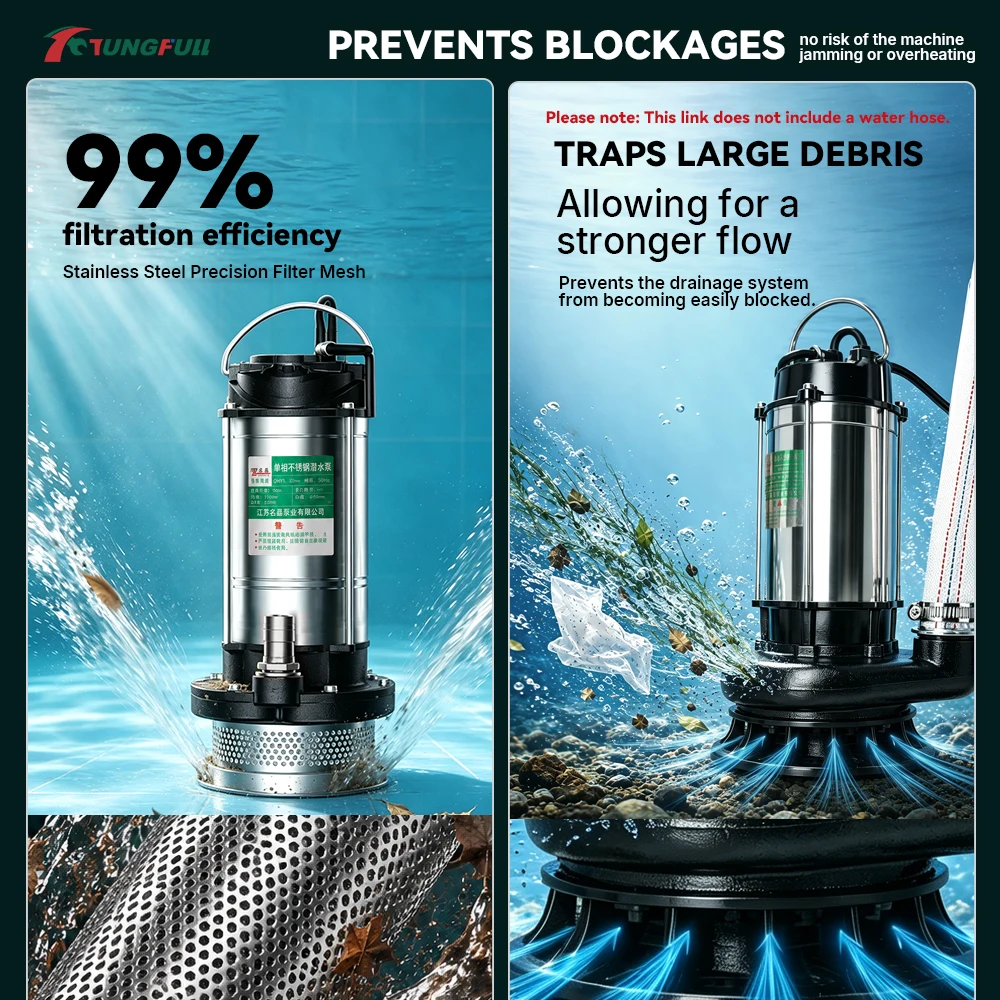18M High Head Submersible Pump 18M³/H Large Flow Stainless Steel Sump Pump Heavy Duty Farm Irrigation And Flood Drainage Pump