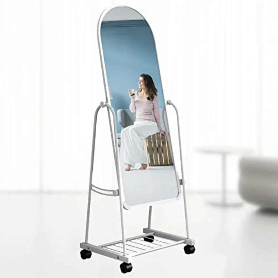

Full-Length Mirror with Bracket 66"x17"Adjustable Stand Up on Wheels with Underneath Storage Floor-Standing Make Up Vanity Dres