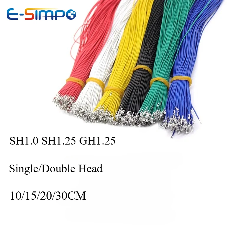 

100PCS JST SH GH 1.0mm 1.25mm Pitch Connector Terminal Wire Electronic Wire Single /DoubleHead 10/15/ 20/30cm without housing
