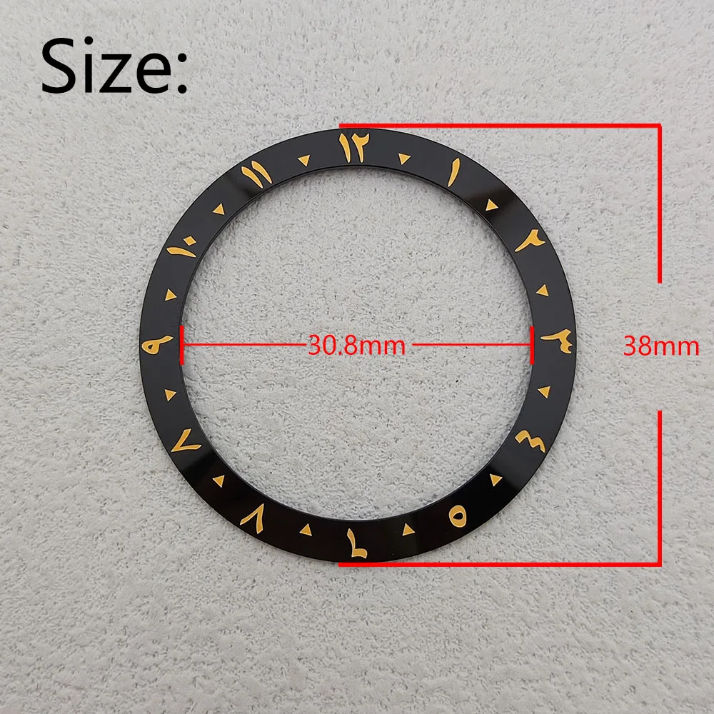 Sloping Ceramic bezel Arabic script watch bezel insert module watch accessory Suitable for 38mm watch case no Luminous