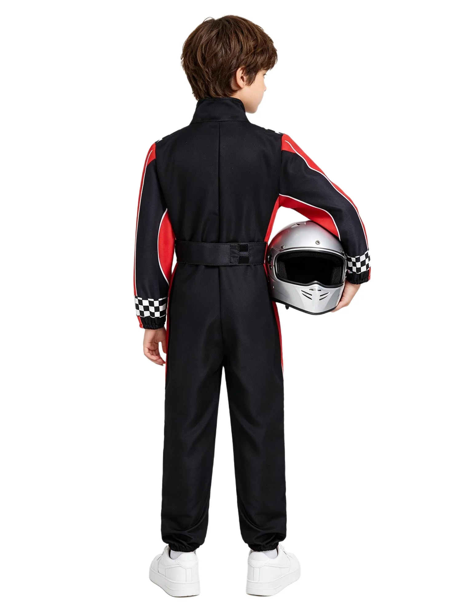 Boys Motorcycle Cycling Racing Jumpsuit Mock Neck Long Sleeve with Belt Quick Dry Breathable for Cosplay Theme Party Stage Sport