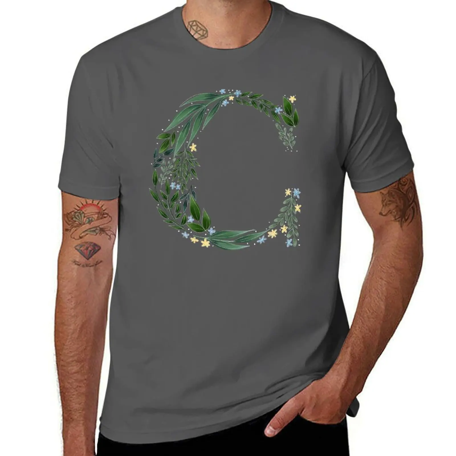 

Floral C - Initial C T-Shirt cotton t shirt pack t shirts for man cotton funny t shirts for man slim fit T-Shirt