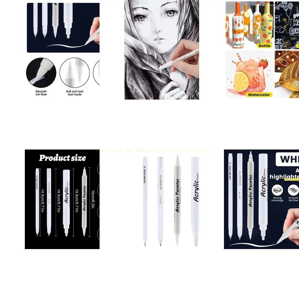 

4шт белая акриловая краска ручка акриловые маркеры маркер для рисования эскизов